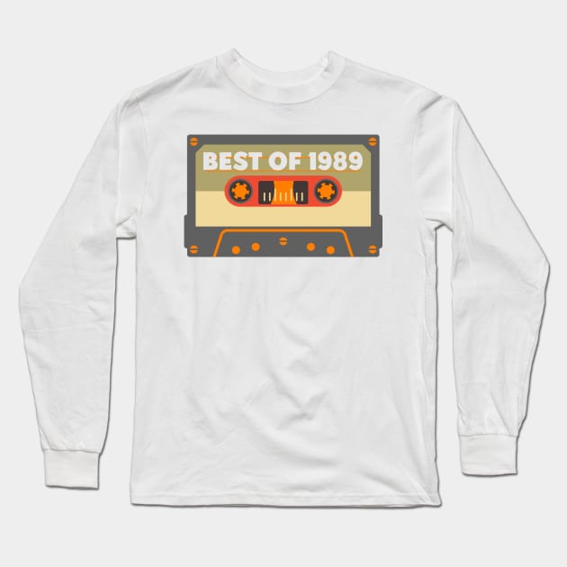 Vintage Best of 1989 31 Years Old Birthday Gift Ideas Cassette Long Sleeve T-Shirt by shamyin